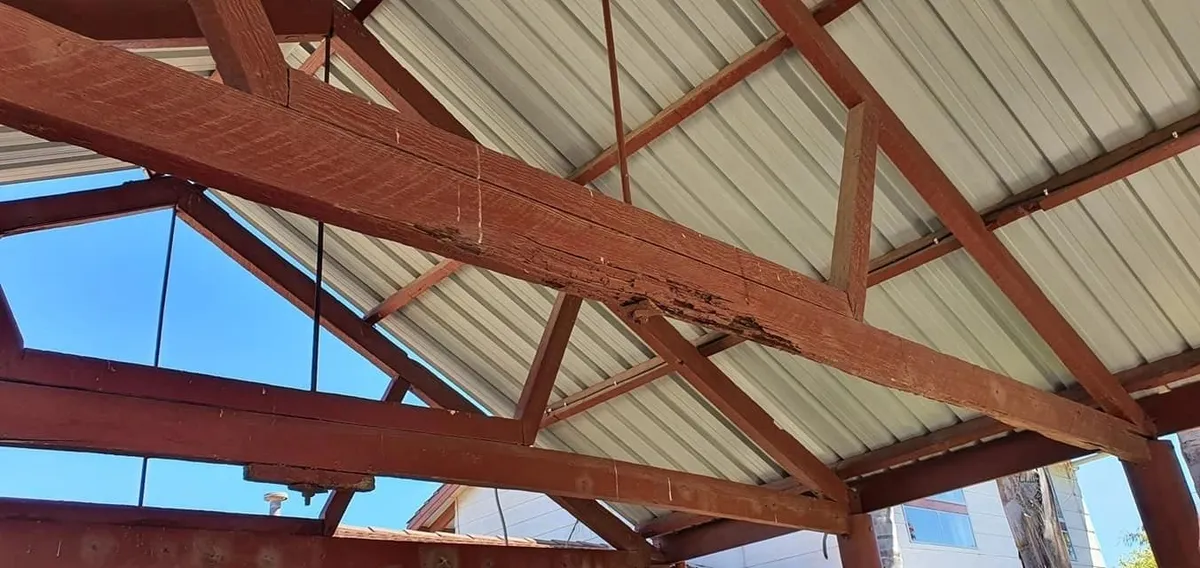 Metal roof framing assessed during inspection