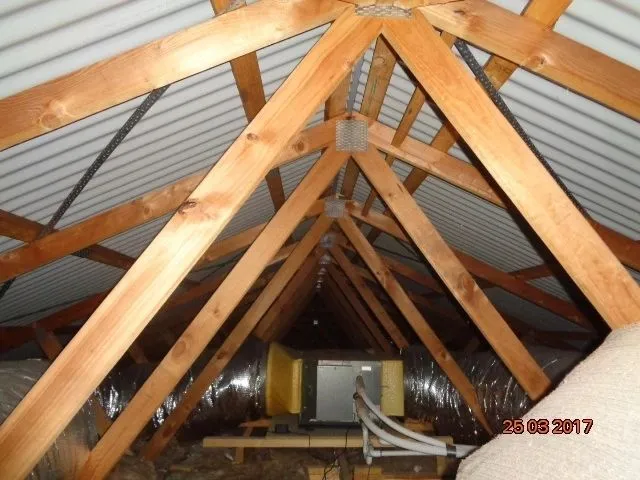 Roof framing inspected from inside the roof void during a pre-purchase building inspection