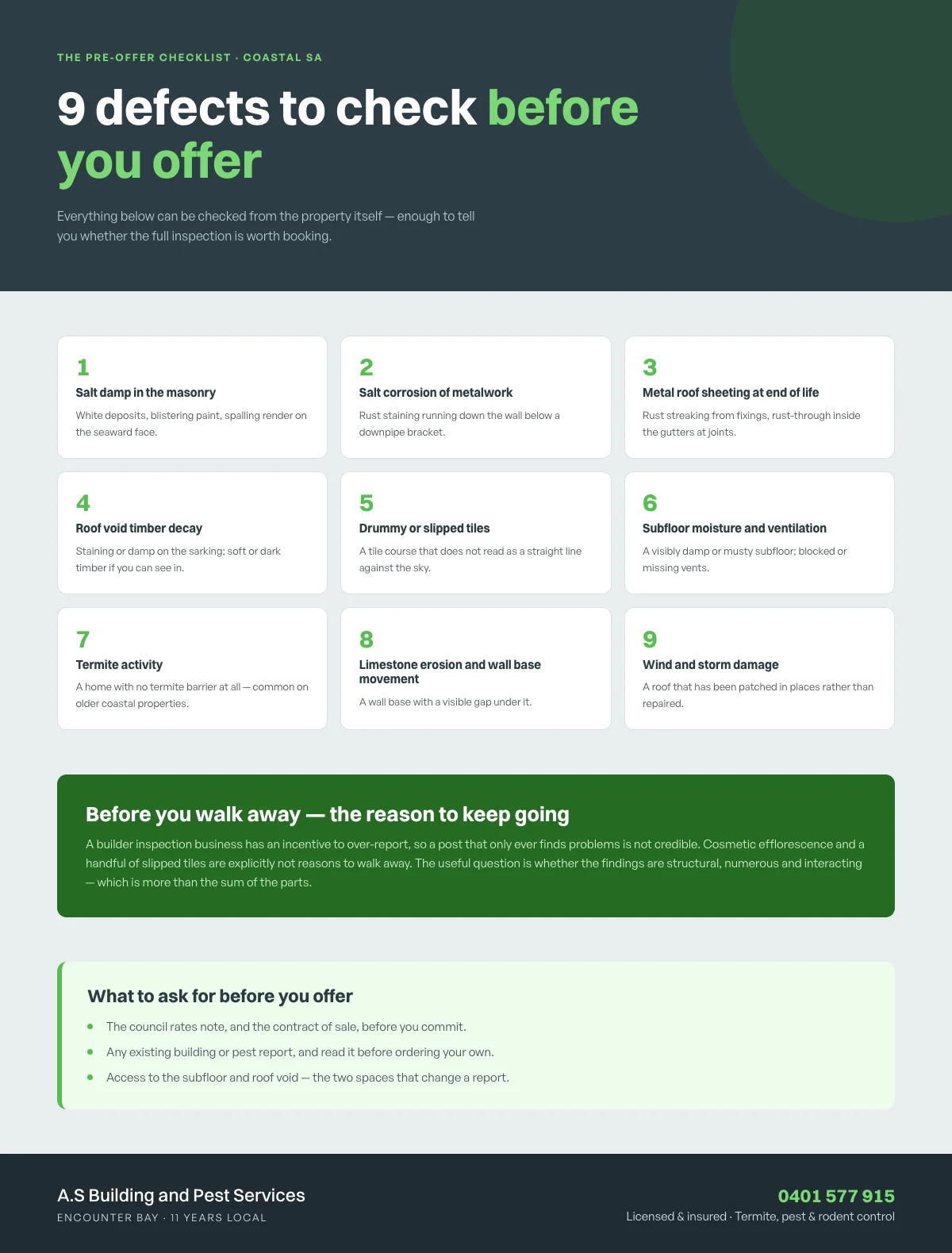 Infographic: 9 defects to check before you offer